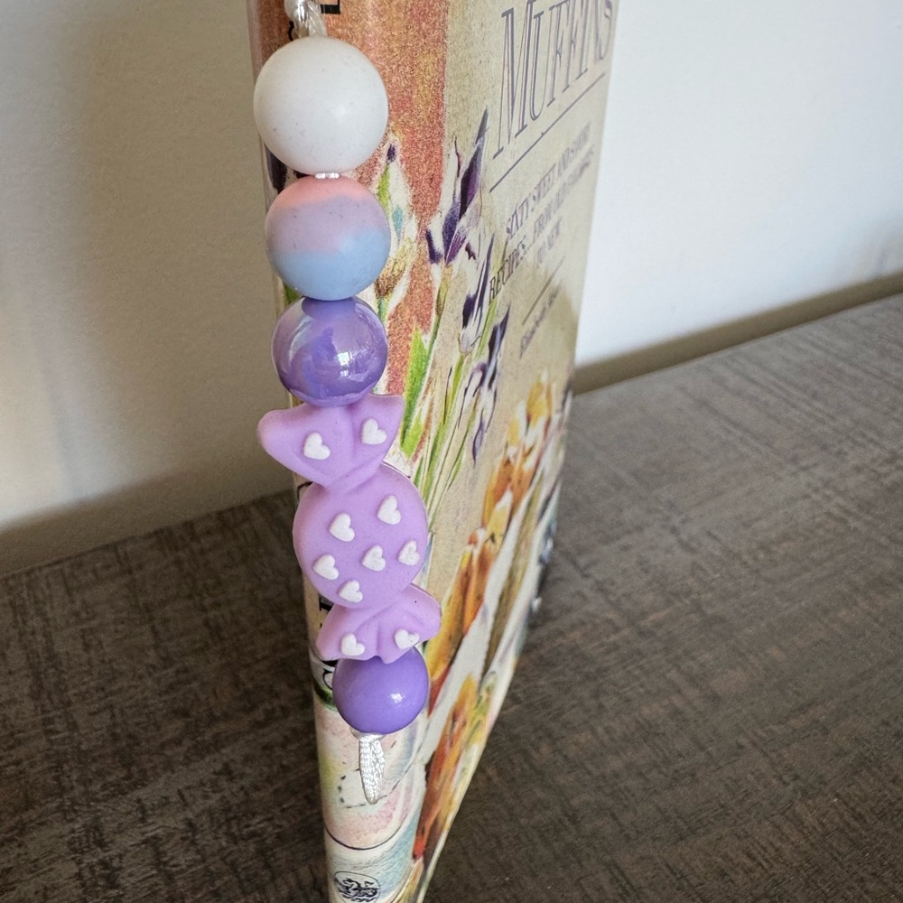 Purple Candy Wrapper Bookmark with Hearts - NWOT